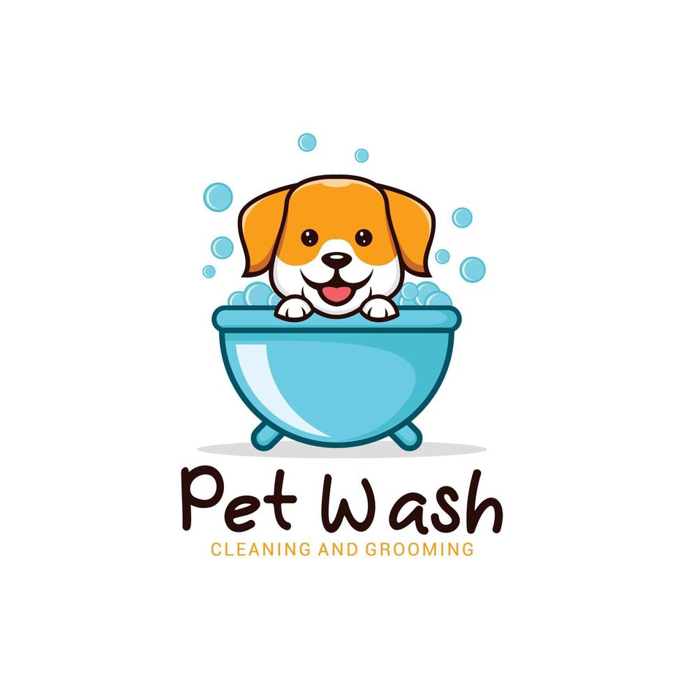 huisdier wassen logo vector ontwerp sjabloon