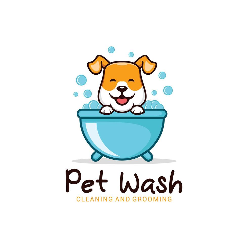 huisdier wassen logo vector ontwerp sjabloon