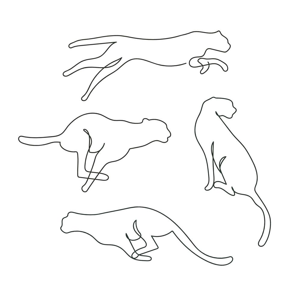hand- getrokken Jachtluipaard elegant gaat verder lijn kunst tekening artwork vector
