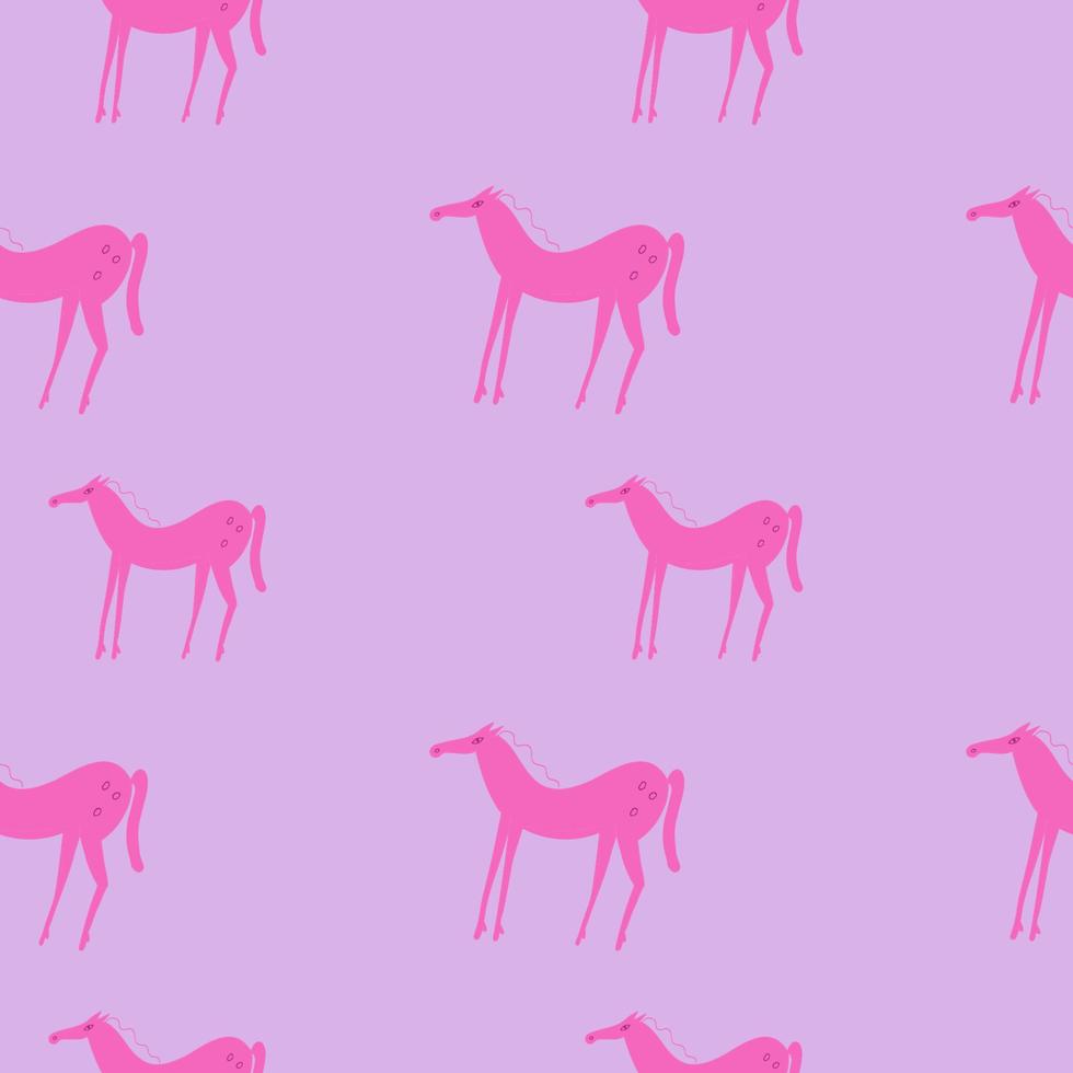 naadloos patroon met schattig roze paarden Aan een roze achtergrond. herhalen decoratief achtergrond vector