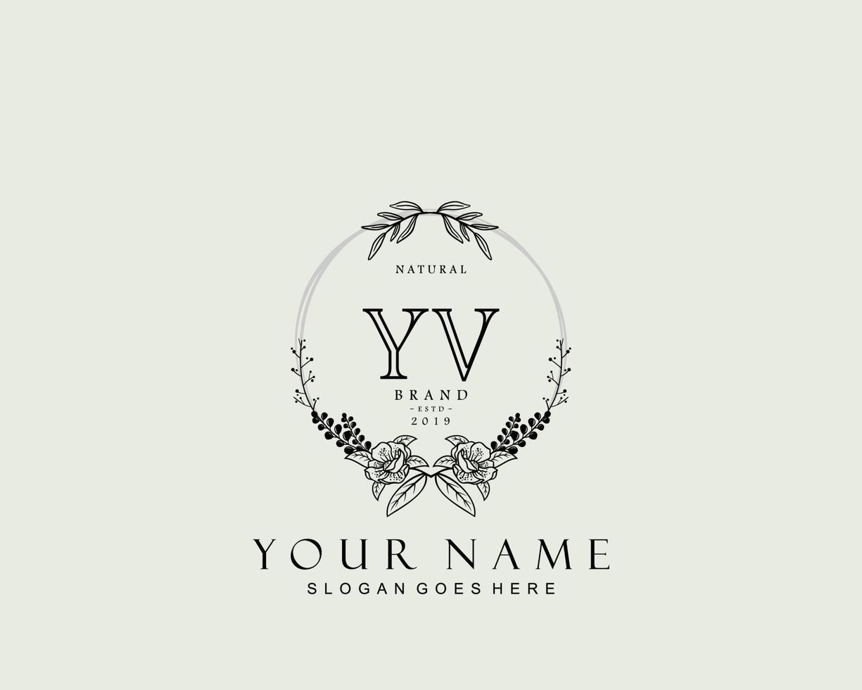 eerste yv schoonheid monogram en elegant logo ontwerp, handschrift logo van eerste handtekening, bruiloft, mode, bloemen en botanisch met creatief sjabloon. vector