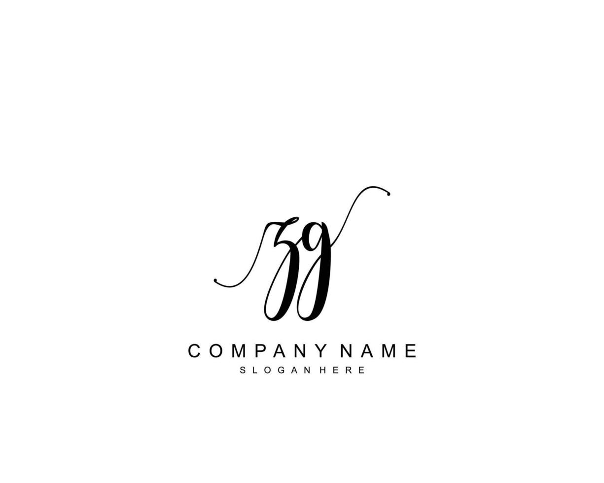 eerste zg schoonheid monogram en elegant logo ontwerp, handschrift logo van eerste handtekening, bruiloft, mode, bloemen en botanisch met creatief sjabloon. vector