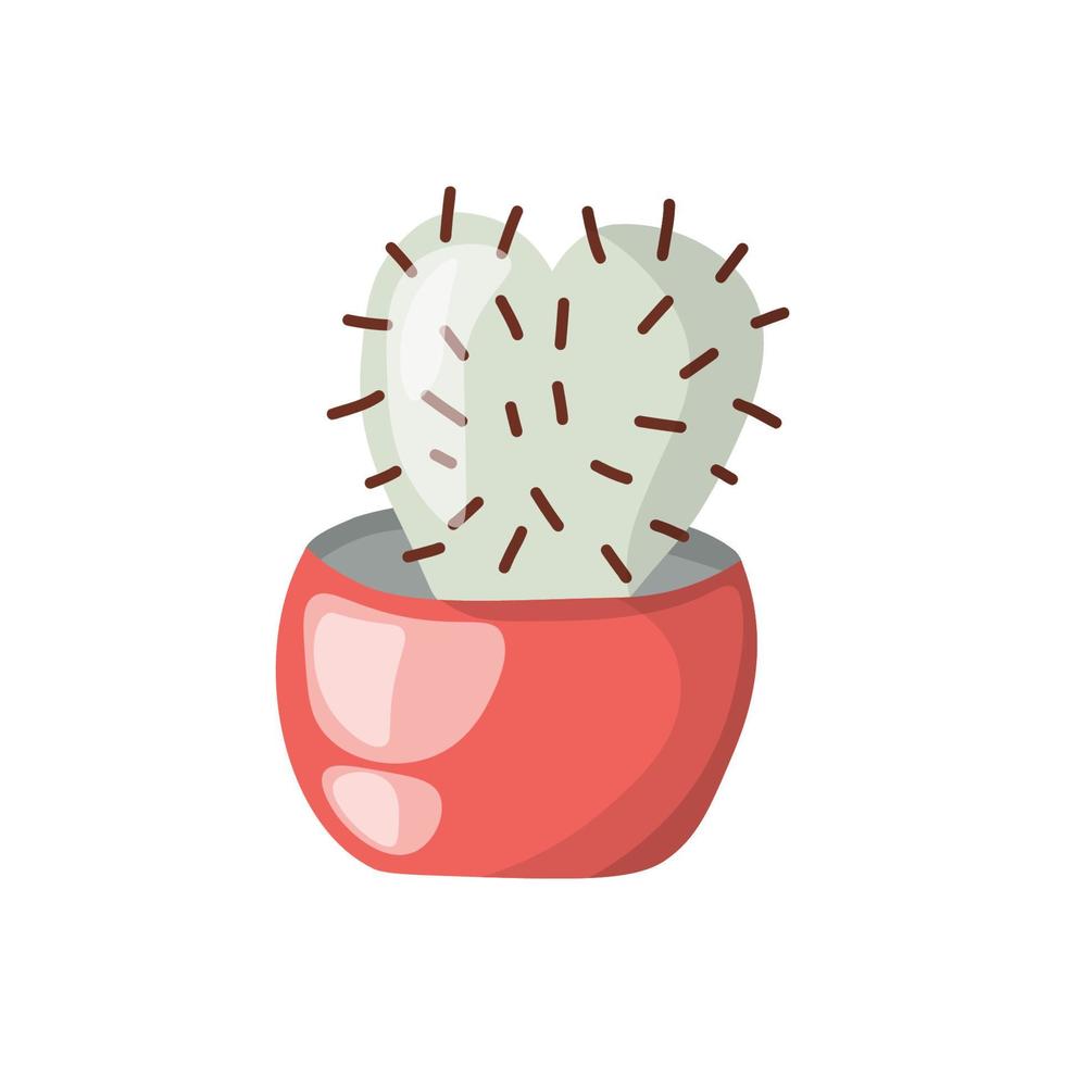 vector beeld van een cactus in een rood pot, tekenfilm stijl.