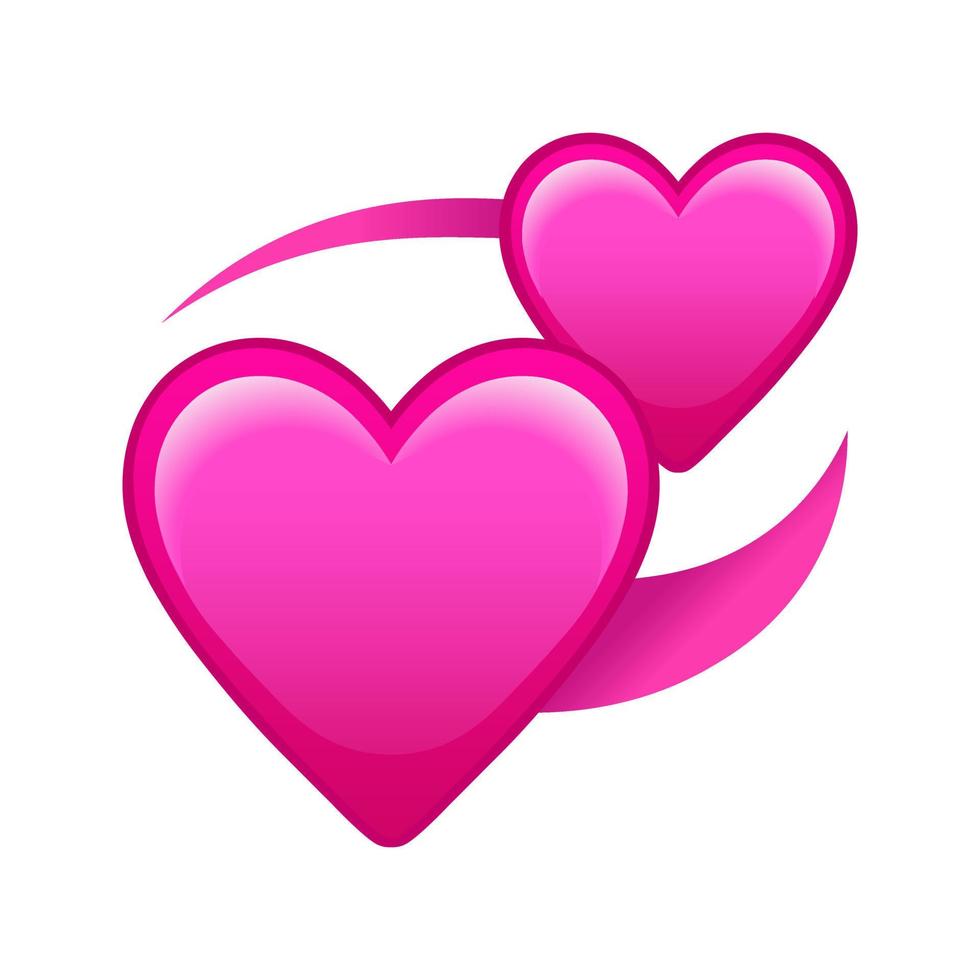 roze paar harten groot grootte van emoji romance icoon vector