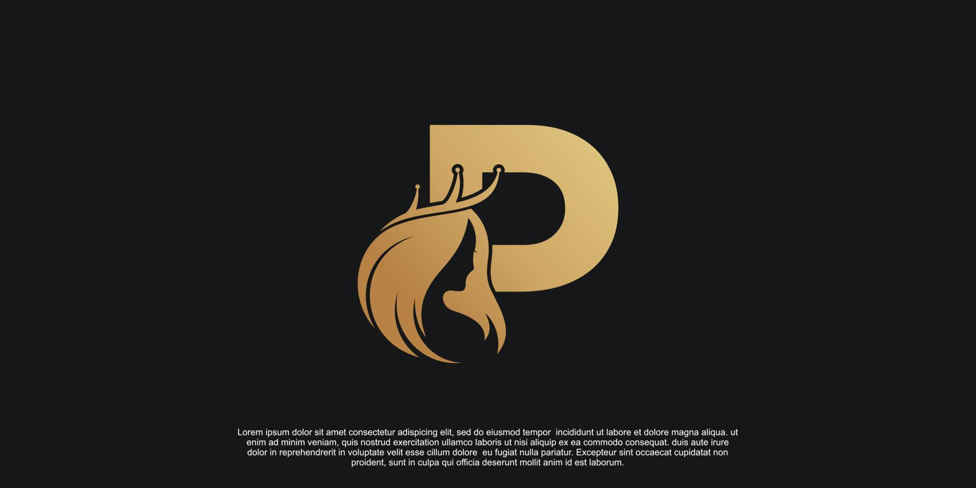 brief logo p met schoonheid uniek concept premie vector