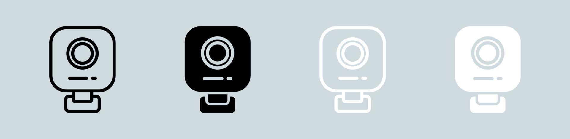 webcam icoon reeks in zwart en wit. video camera tekens vector illustratie.