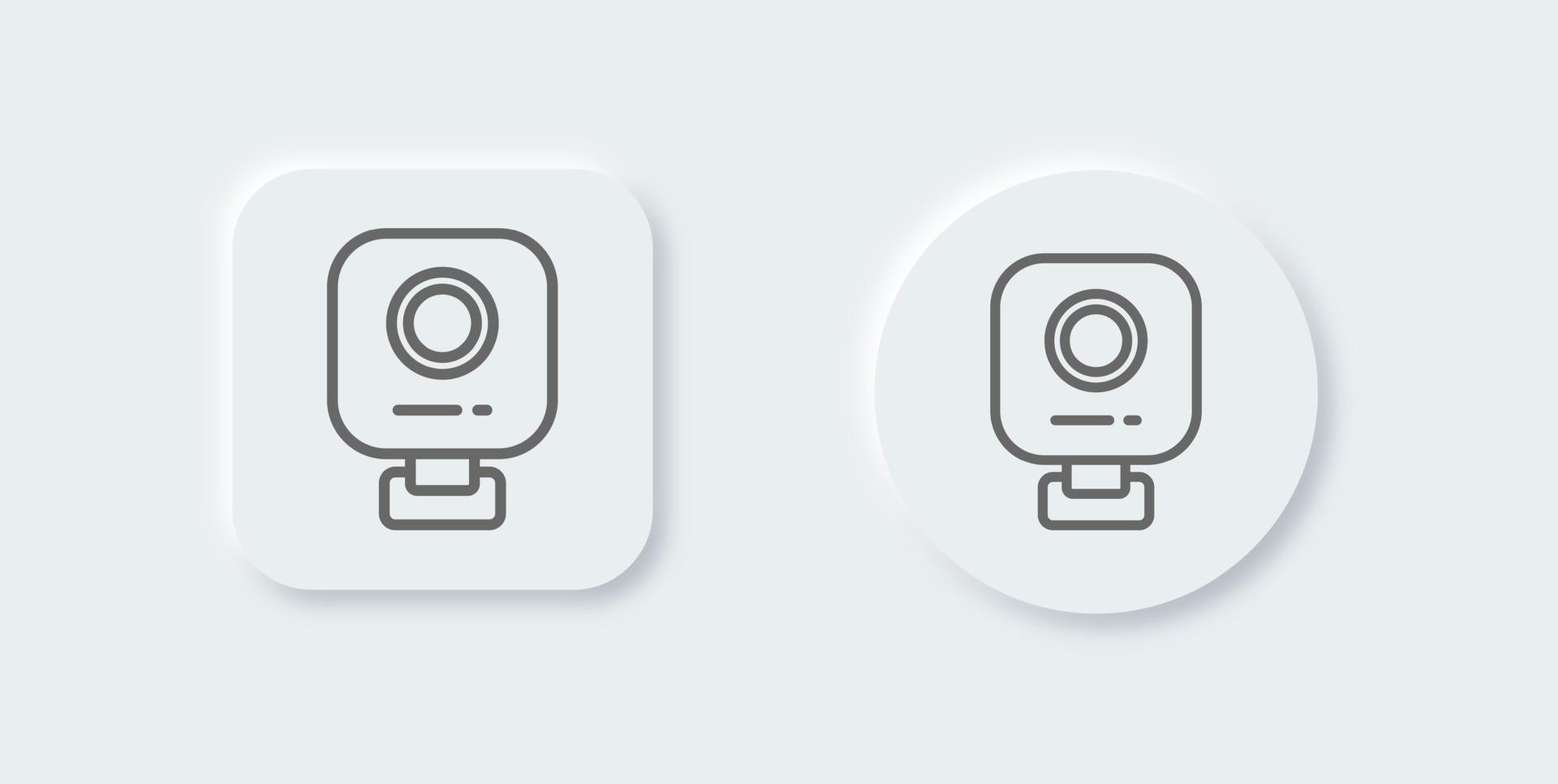 webcam lijn icoon in neomorf ontwerp stijl. video camera tekens vector illustratie.