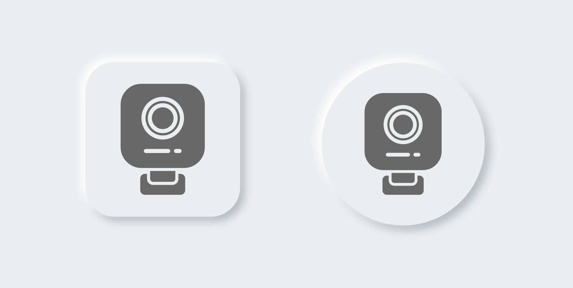 webcam solide icoon in neomorf ontwerp stijl. video camera tekens vector illustratie.