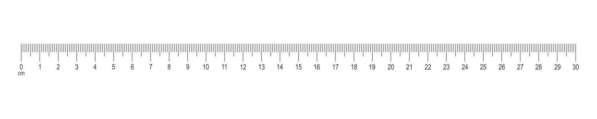 horizontaal schaal van heerser met 30 centimeter opmaak en nummers. afstand, hoogte of lengte meting wiskunde of naaien gereedschap sjabloon vector