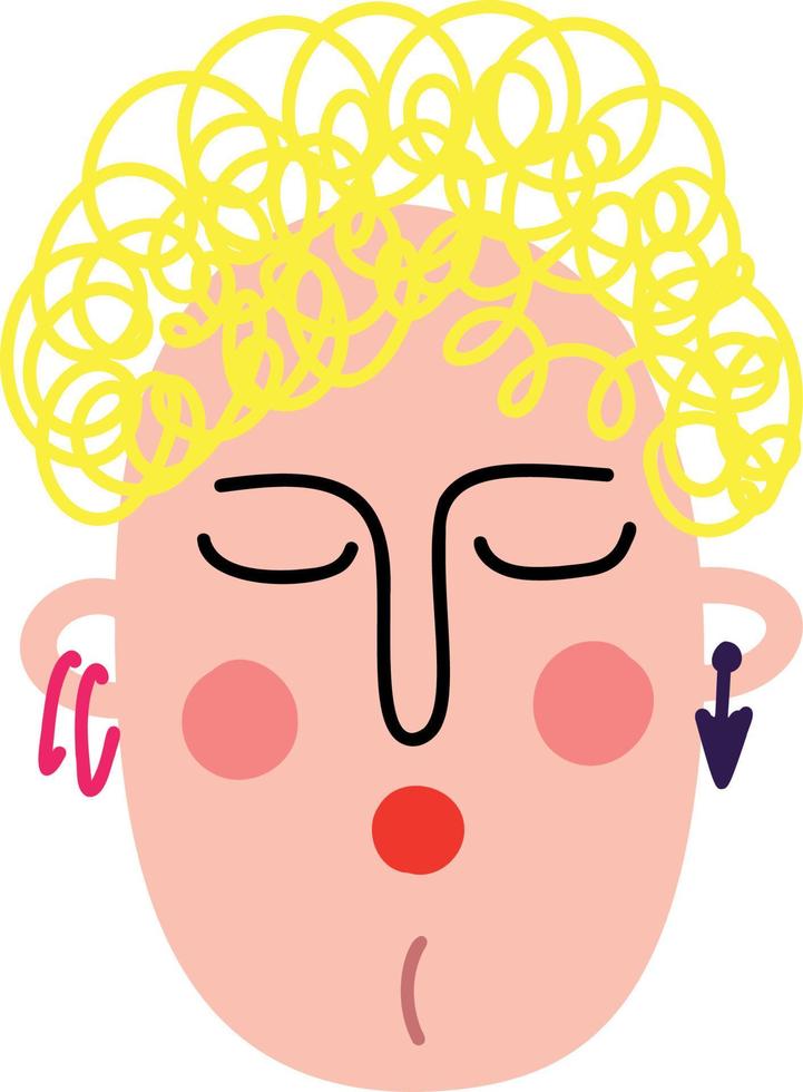 schattig mollig gezicht van een blond meisje met piercings vector