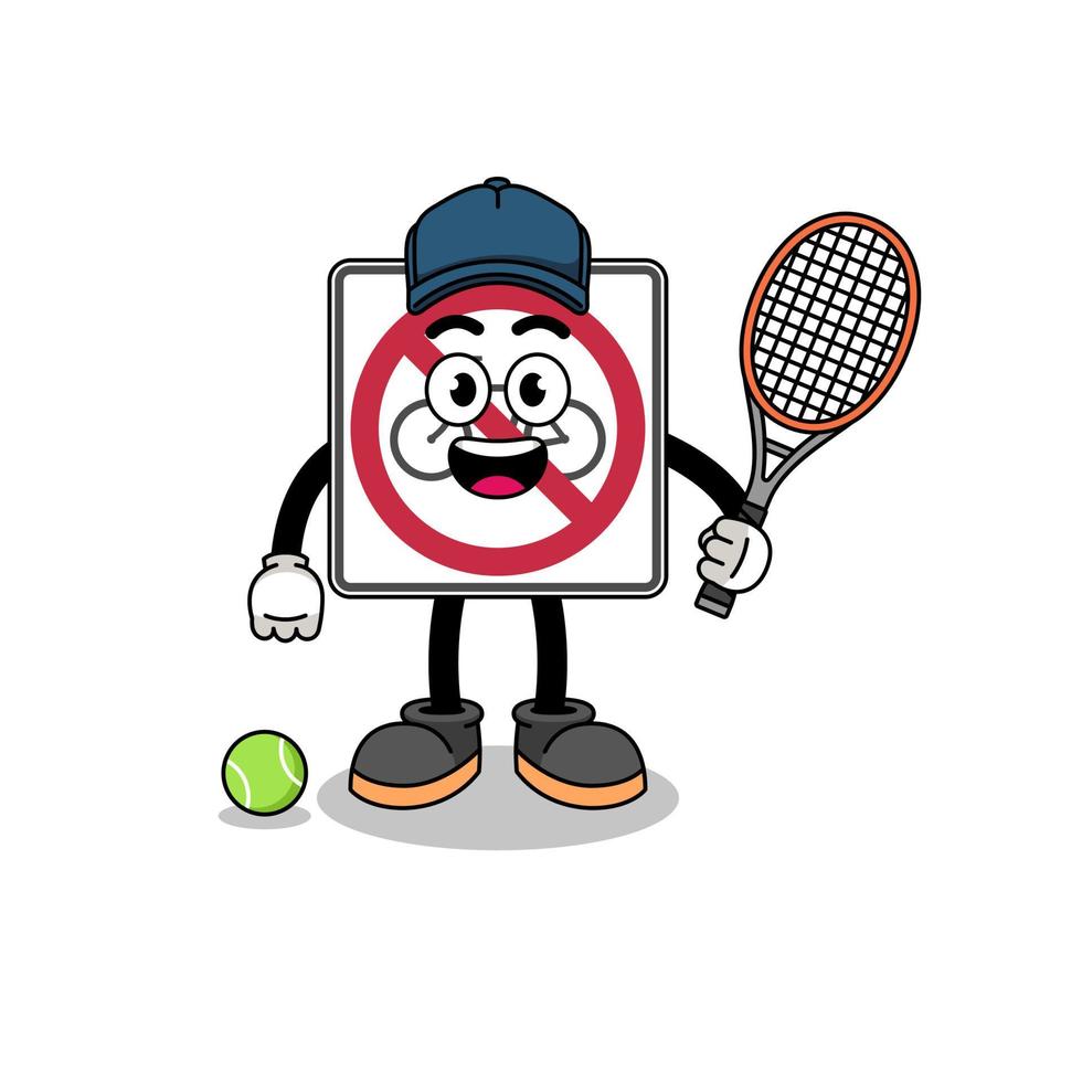 Nee fietsen weg teken illustratie net zo een tennis speler vector