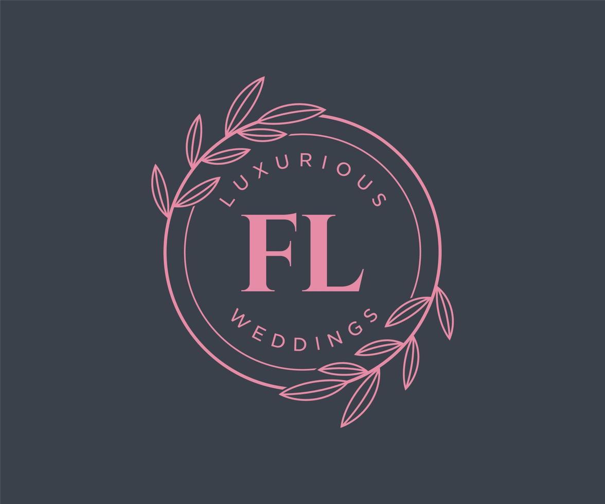 fl initialen brief bruiloft monogram logos sjabloon, hand- getrokken modern minimalistisch en bloemen Sjablonen voor uitnodiging kaarten, opslaan de datum, elegant identiteit. vector