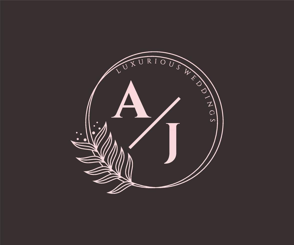 aj initialen brief bruiloft monogram logos sjabloon, hand- getrokken modern minimalistisch en bloemen Sjablonen voor uitnodiging kaarten, opslaan de datum, elegant identiteit. vector