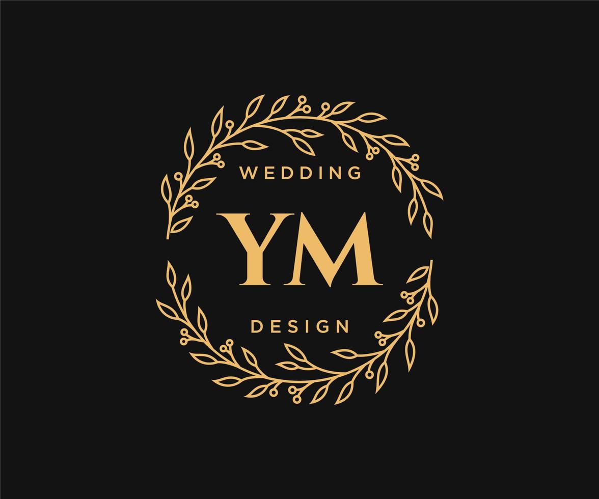 ym initialen brief bruiloft monogram logos verzameling, hand- getrokken modern minimalistisch en bloemen Sjablonen voor uitnodiging kaarten, opslaan de datum, elegant identiteit voor restaurant, boetiek, cafe in vector