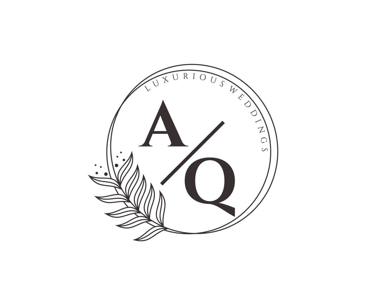 aq initialen brief bruiloft monogram logos sjabloon, hand- getrokken modern minimalistisch en bloemen Sjablonen voor uitnodiging kaarten, opslaan de datum, elegant identiteit. vector