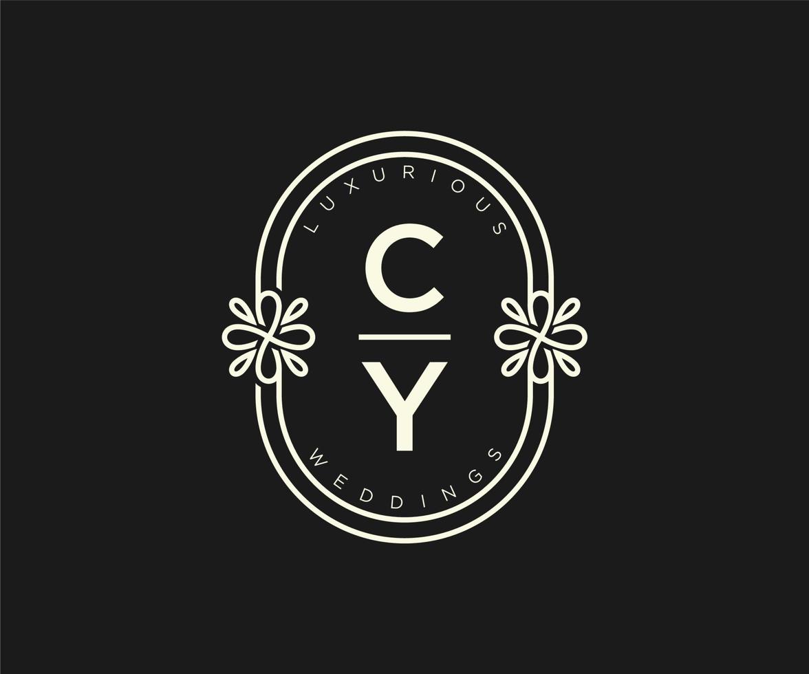 cy initialen brief bruiloft monogram logos sjabloon, hand- getrokken modern minimalistisch en bloemen Sjablonen voor uitnodiging kaarten, opslaan de datum, elegant identiteit. vector