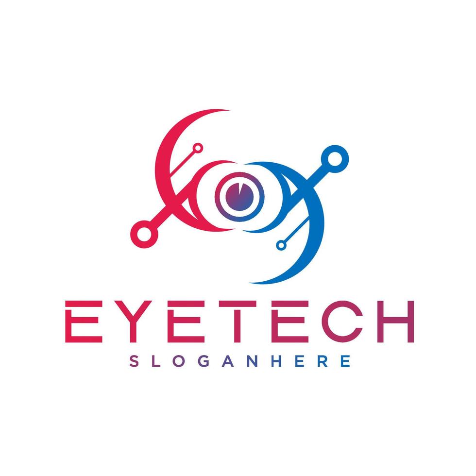 oog technologie logo ontwerp, oog symbool icoon, software logo, vector illustratie. digitaal oog creatief symbool concept.