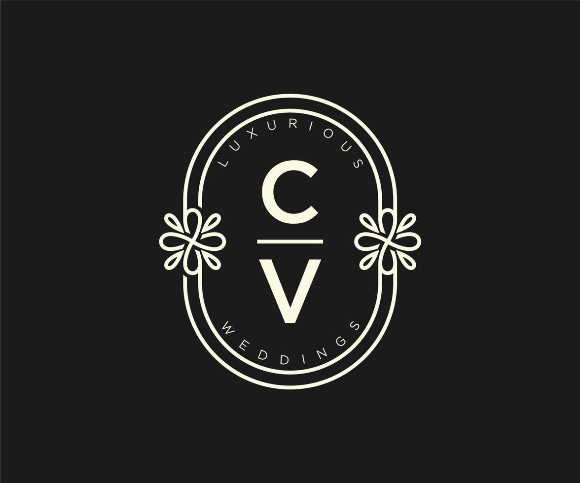 CV initialen brief bruiloft monogram logos sjabloon, hand- getrokken modern minimalistisch en bloemen Sjablonen voor uitnodiging kaarten, opslaan de datum, elegant identiteit. vector