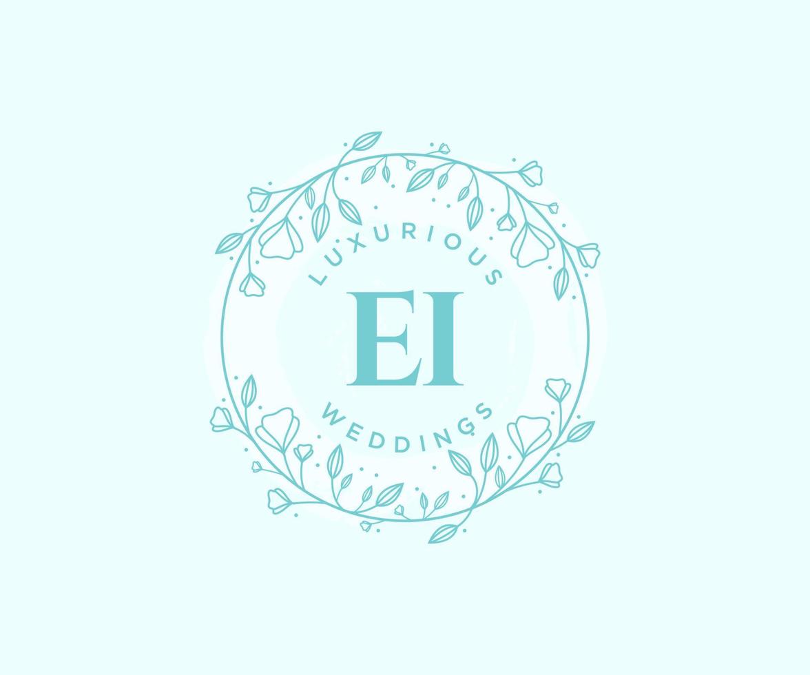 ei initialen brief bruiloft monogram logos sjabloon, hand- getrokken modern minimalistisch en bloemen Sjablonen voor uitnodiging kaarten, opslaan de datum, elegant identiteit. vector