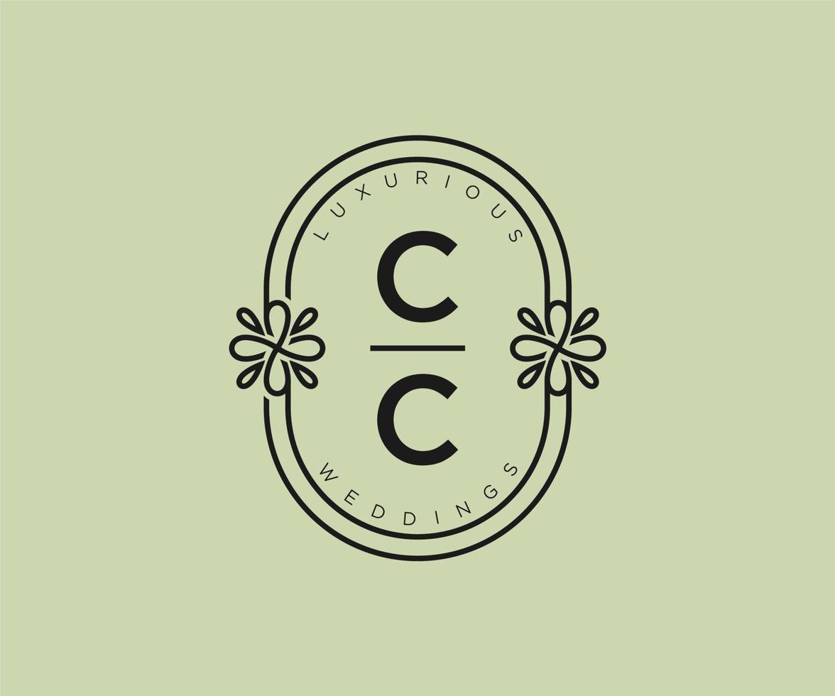 cc initialen brief bruiloft monogram logos sjabloon, hand- getrokken modern minimalistisch en bloemen Sjablonen voor uitnodiging kaarten, opslaan de datum, elegant identiteit. vector