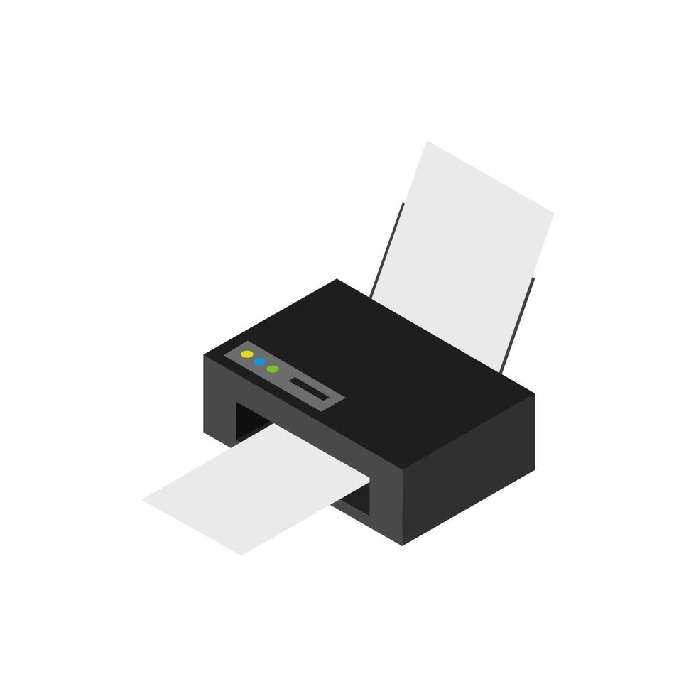 isometrische printer geïllustreerd op witte achtergrond vector