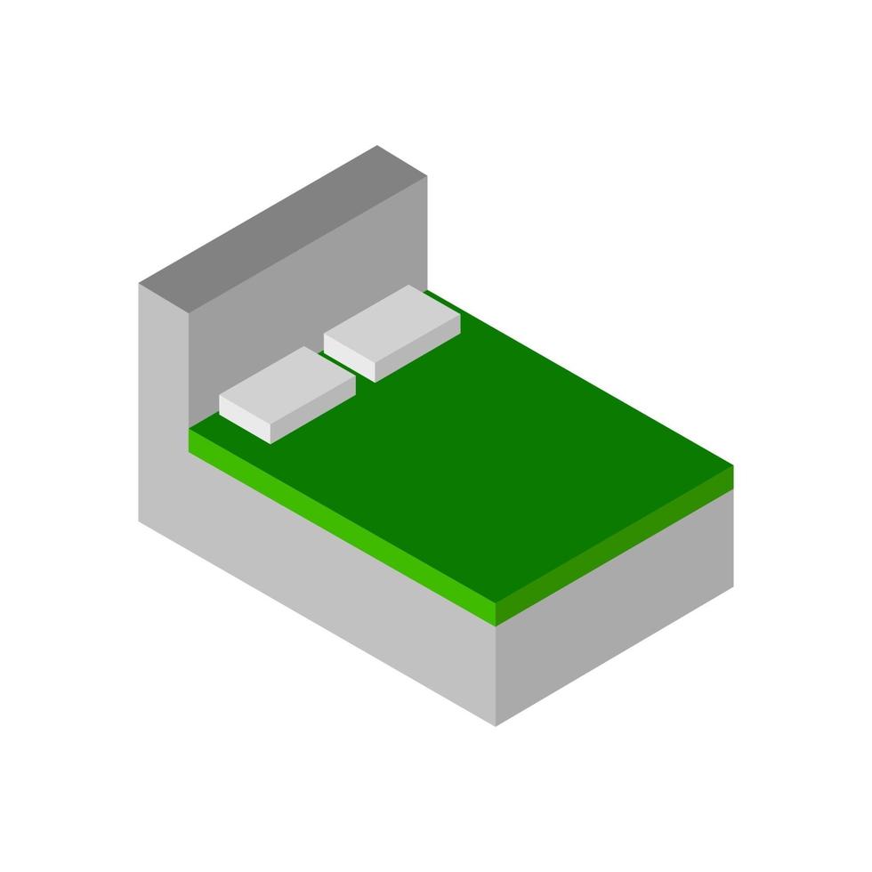 isometrisch bed geïllustreerd op witte achtergrond vector