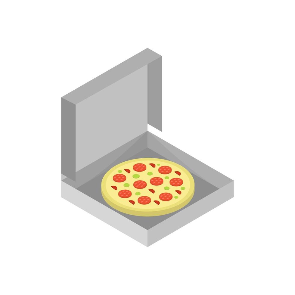 isometrische pizza op witte achtergrond vector