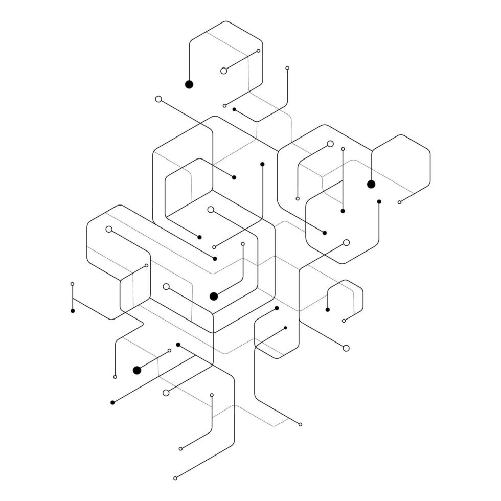 abstract meetkundig zeshoek lijnen en dots verbinding. vector