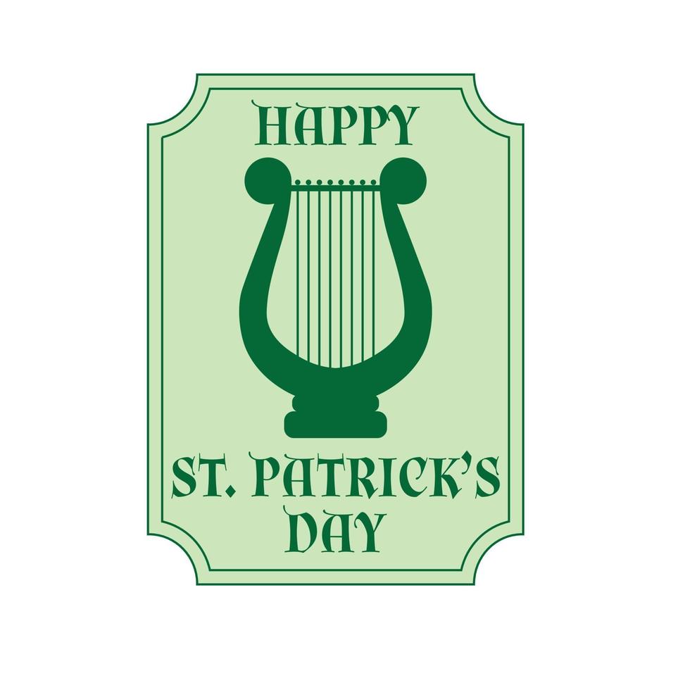 happy saint patricks day plakkaat met groene harp vector