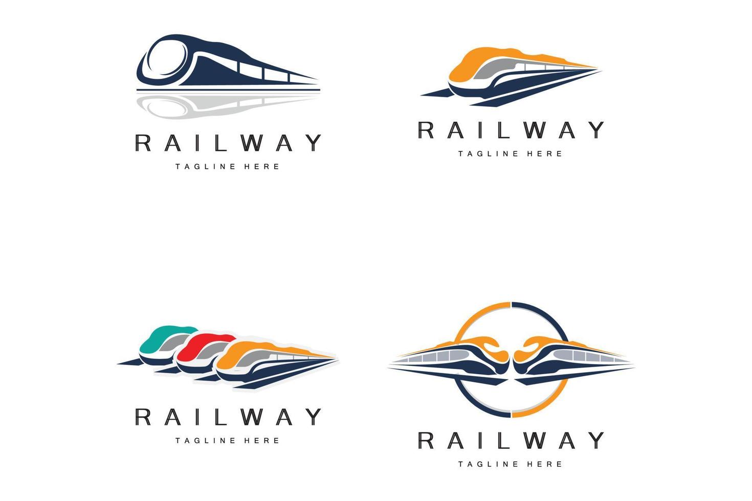 trein logo ontwerp. snel trein bijhouden vector, snel vervoer voertuig illustratie, ontwerp fit locomotief spoorweg bedrijf land- vervoer en snel levering vector