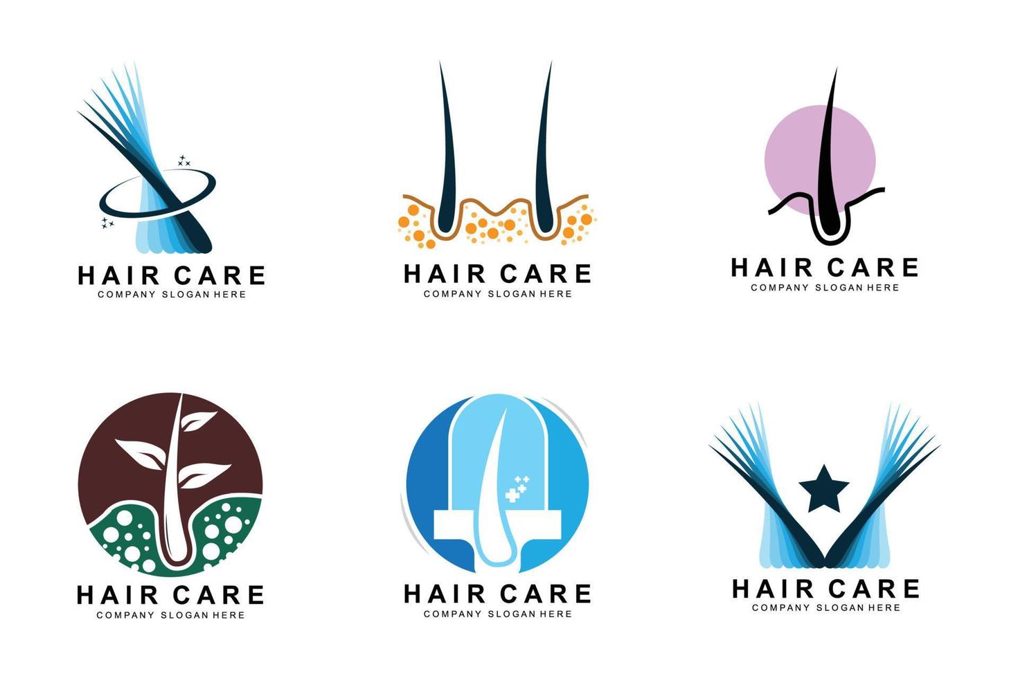 haar- zorg logo, hoofdhuid laag ontwerp, Gezondheid salon merk illustratie vector