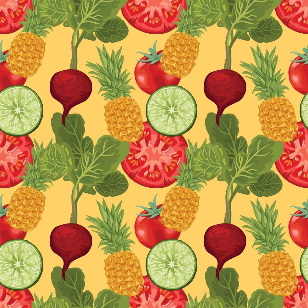 hand- trek groente naadloos kunst patroon ontwerp vector