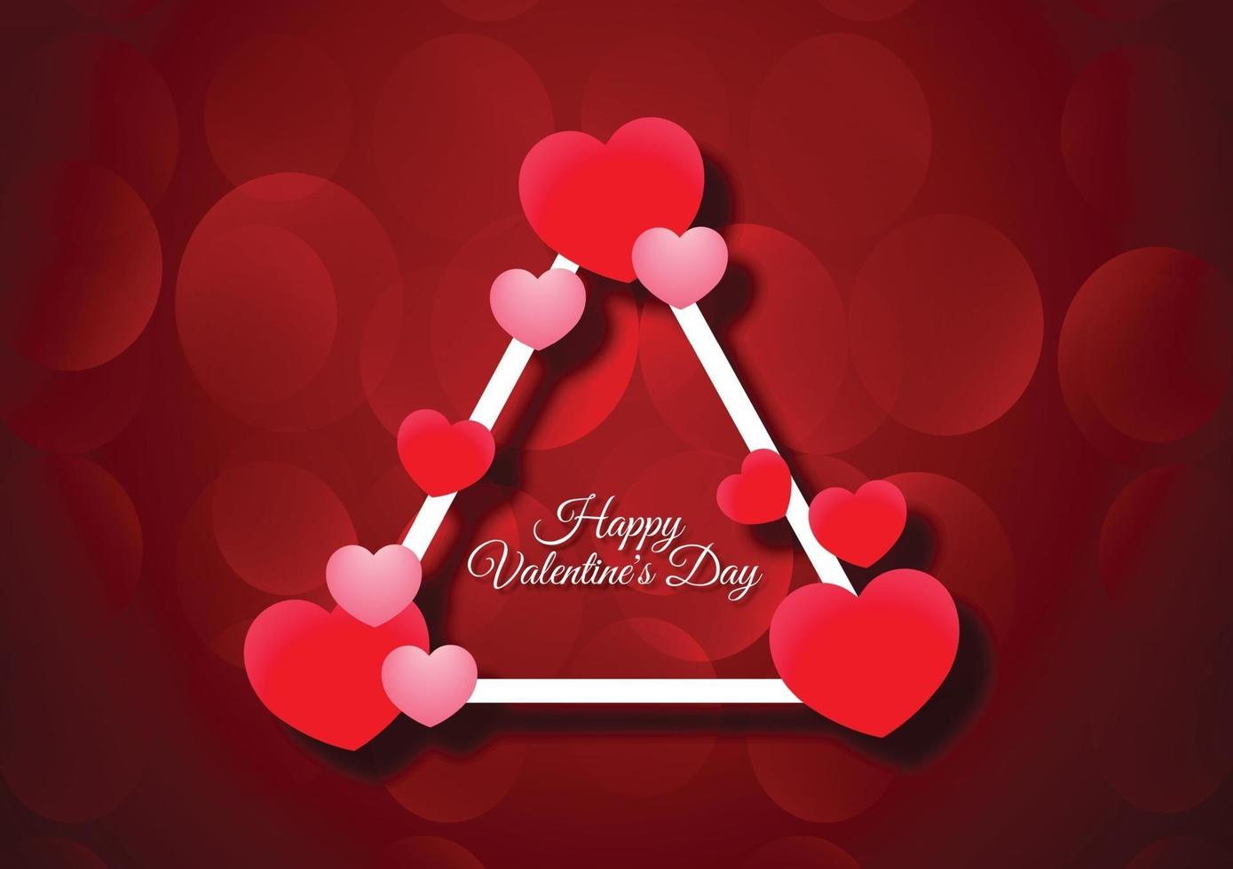 Valentijnsdag achtergrond met een driehoek en harten moderne stijl vector
