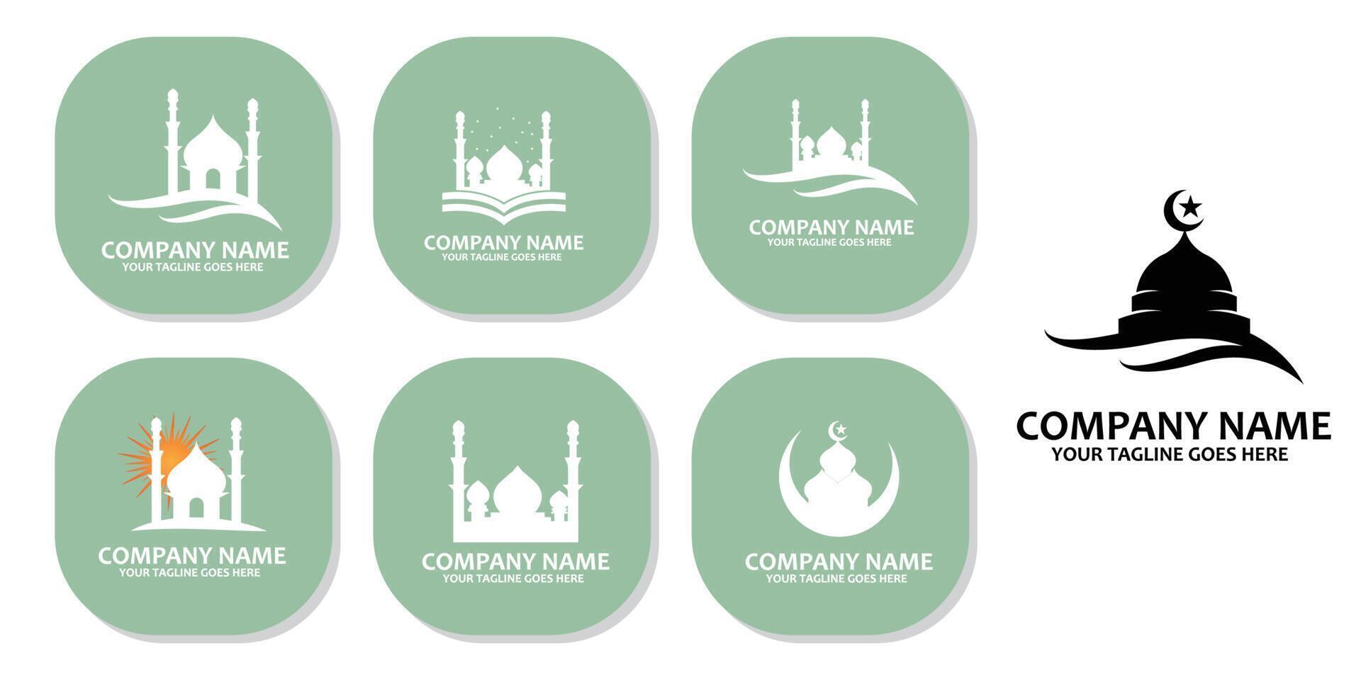 islamitische moskee vector logo pictogram gratis sjabloon voor de maand ramadan kareem en eid