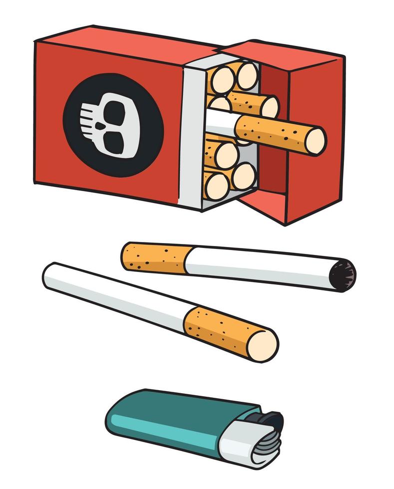 sigaret pak en aansteker vector