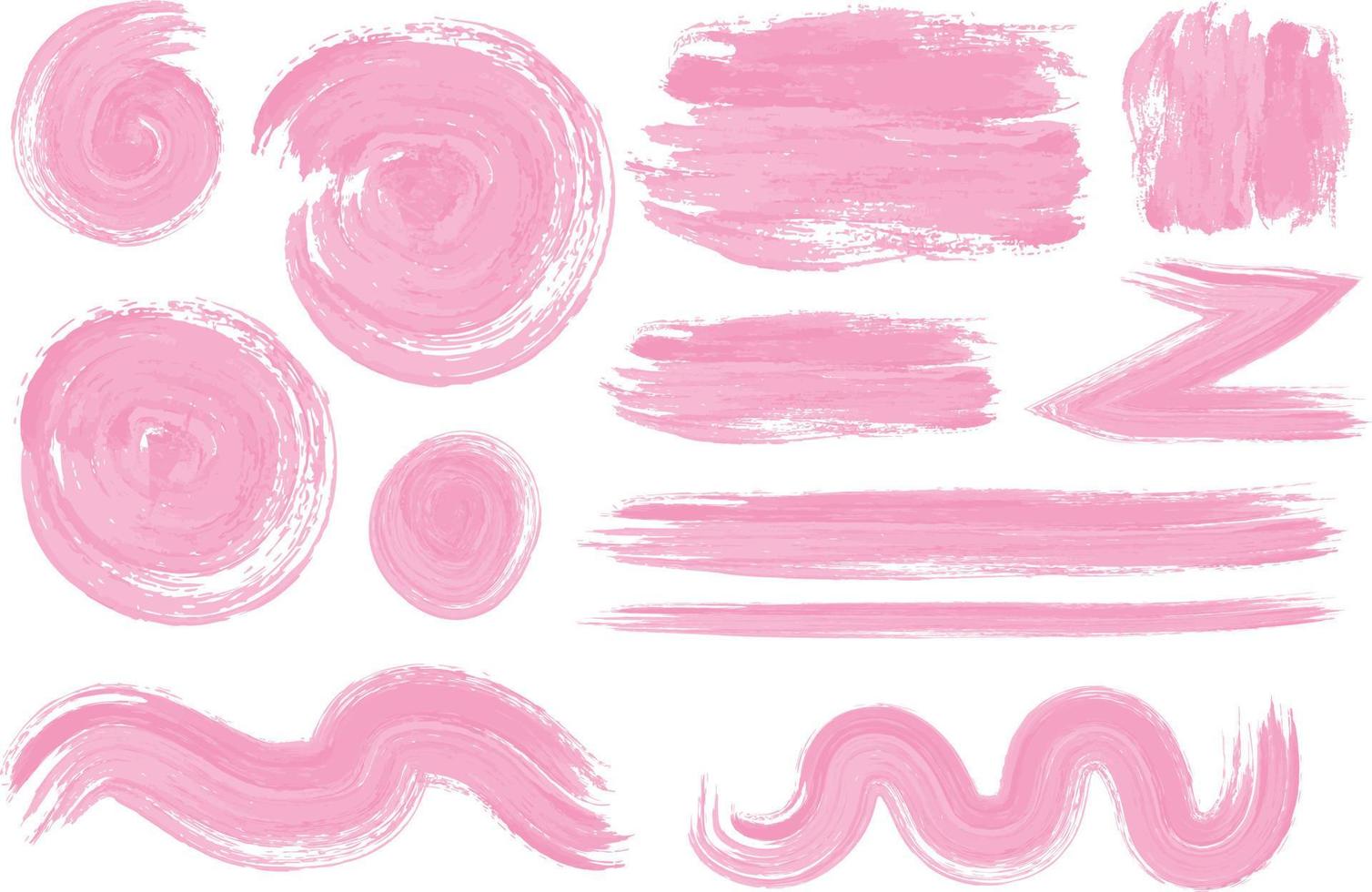 reeks van roze waterverf borstels van divers vormen en maten geïsoleerd Aan wit achtergrond. vector