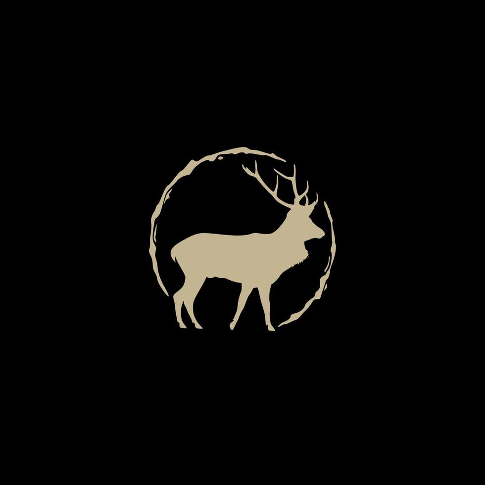 wijnoogst hert jager logo ontwerp. vector illustratie