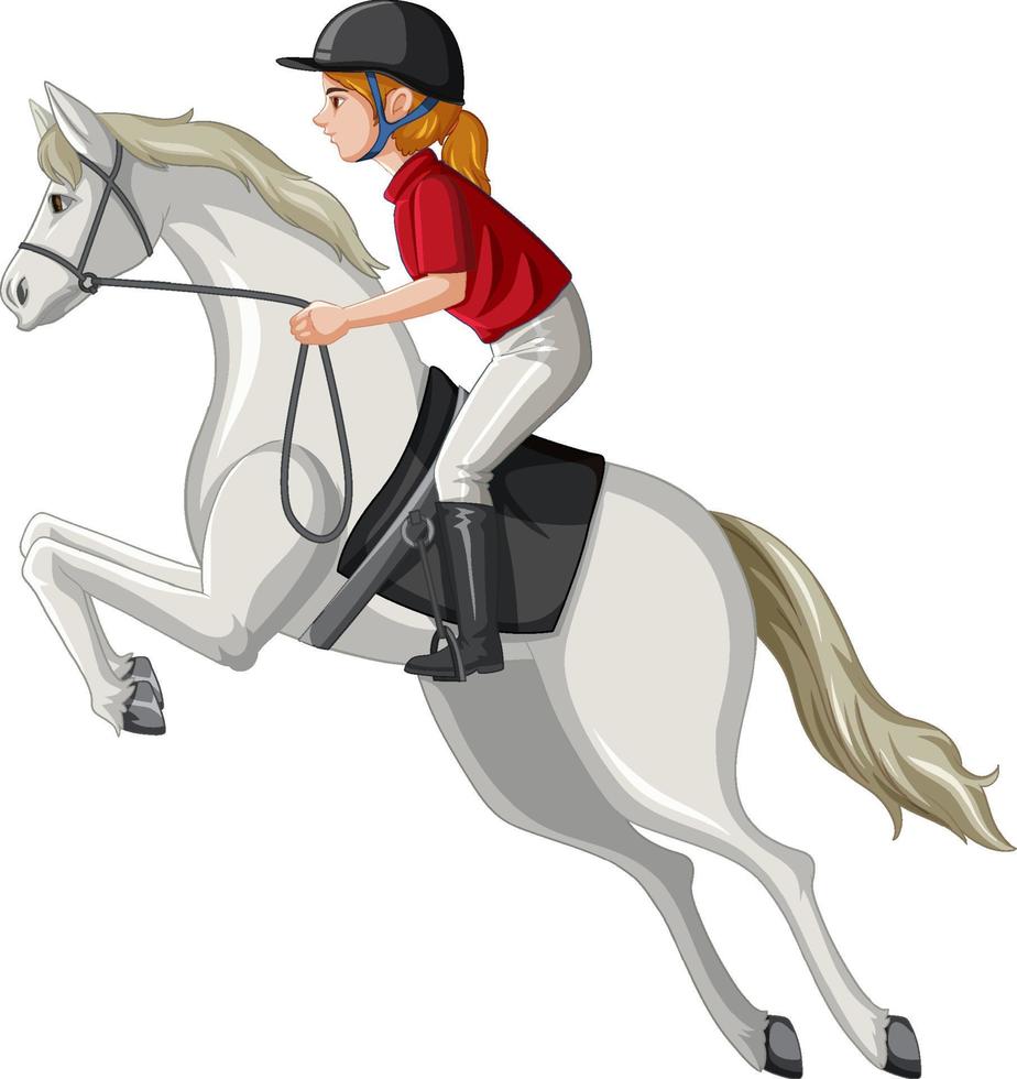 een vrouw rijdt paard op een witte achtergrond vector