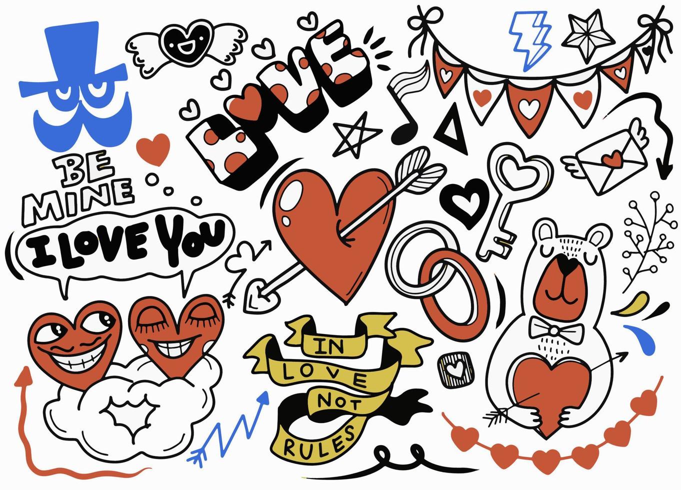 liefde doodles achtergrond vector