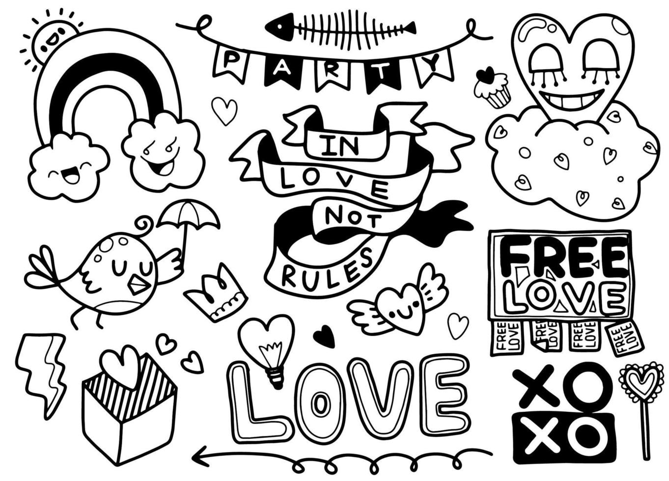 liefde doodles achtergrond vector