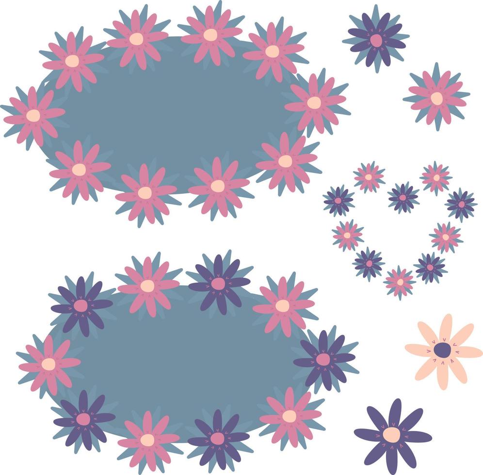reeks van bloemen en composities voor stickers in pastel kleuren vector