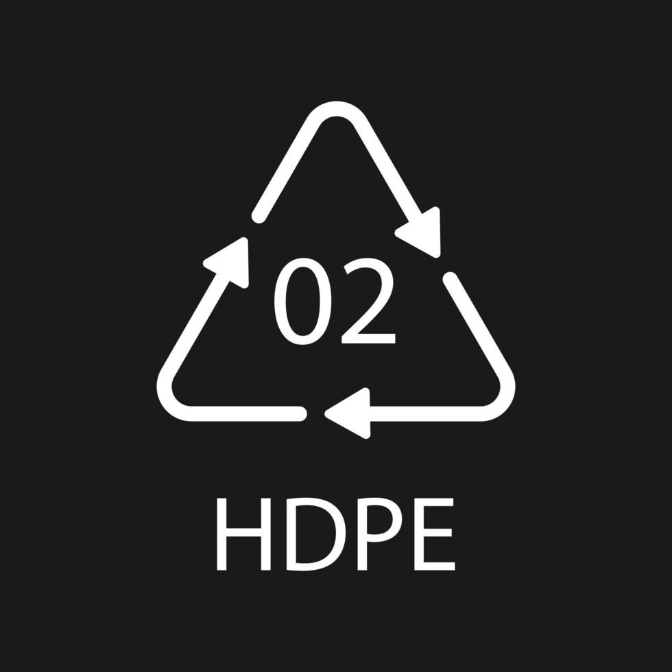 hdpe 02 recyclingcode symbool. plastic recycling vector polyethyleen teken.