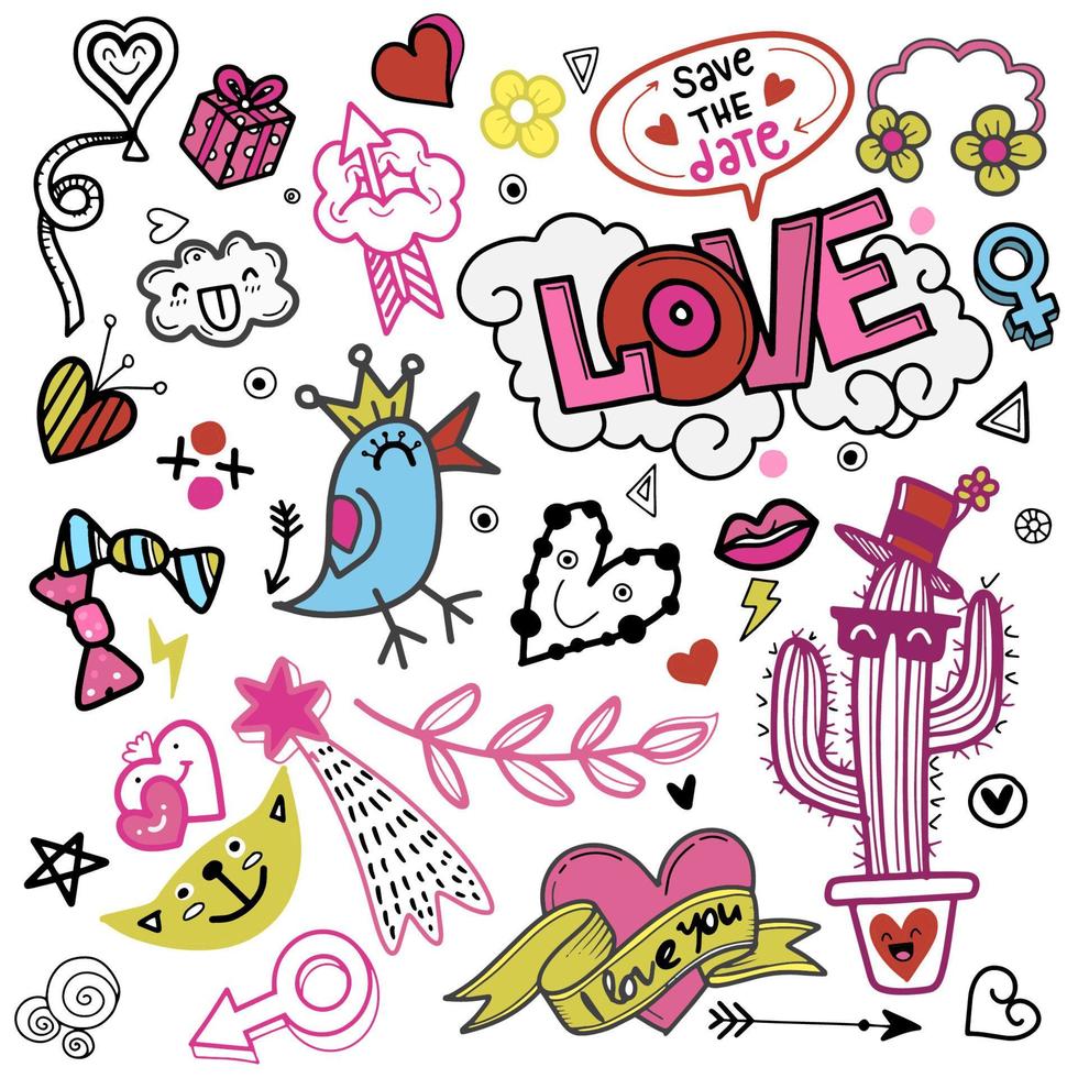 hand- getrokken liefde doodles vector