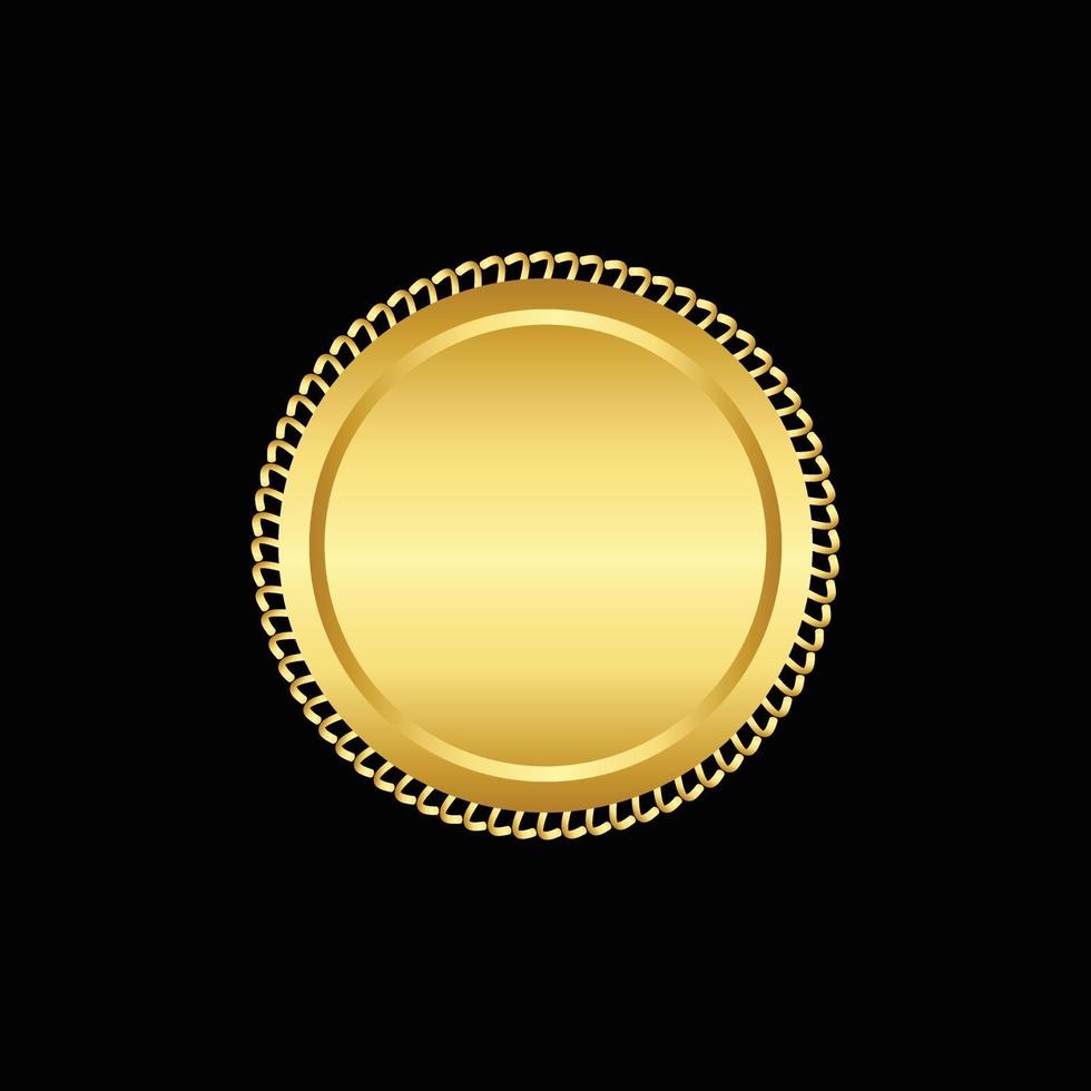 ronde gouden insigne geïsoleerd Aan een zwart achtergrond, zegel postzegel goud luxe elegant banier tegen, vector illustratie certificaat goud folie zegel of medaille geïsoleerd.