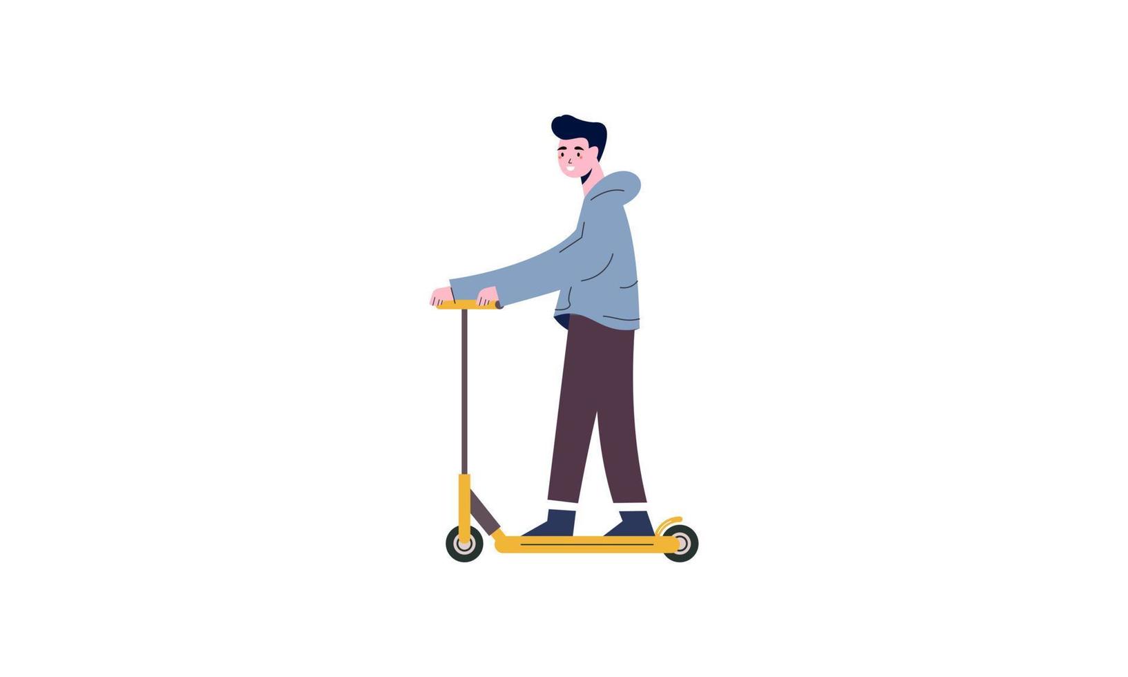 mensen rijden elektrisch wandelen scooters Bij vol snelheid illustratie vector