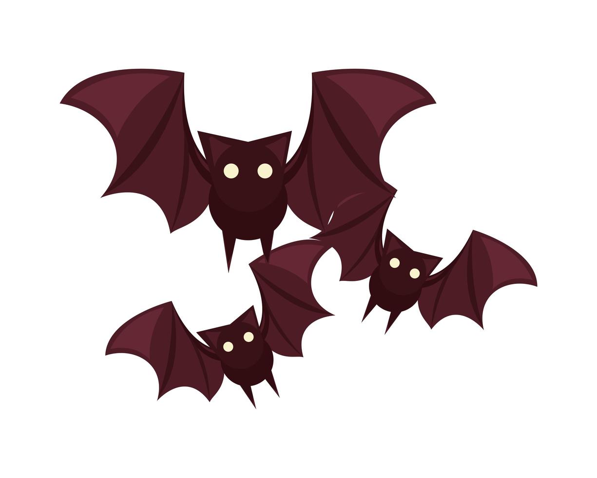 vliegende halloween vleermuizen geïsoleerde pictogram vector