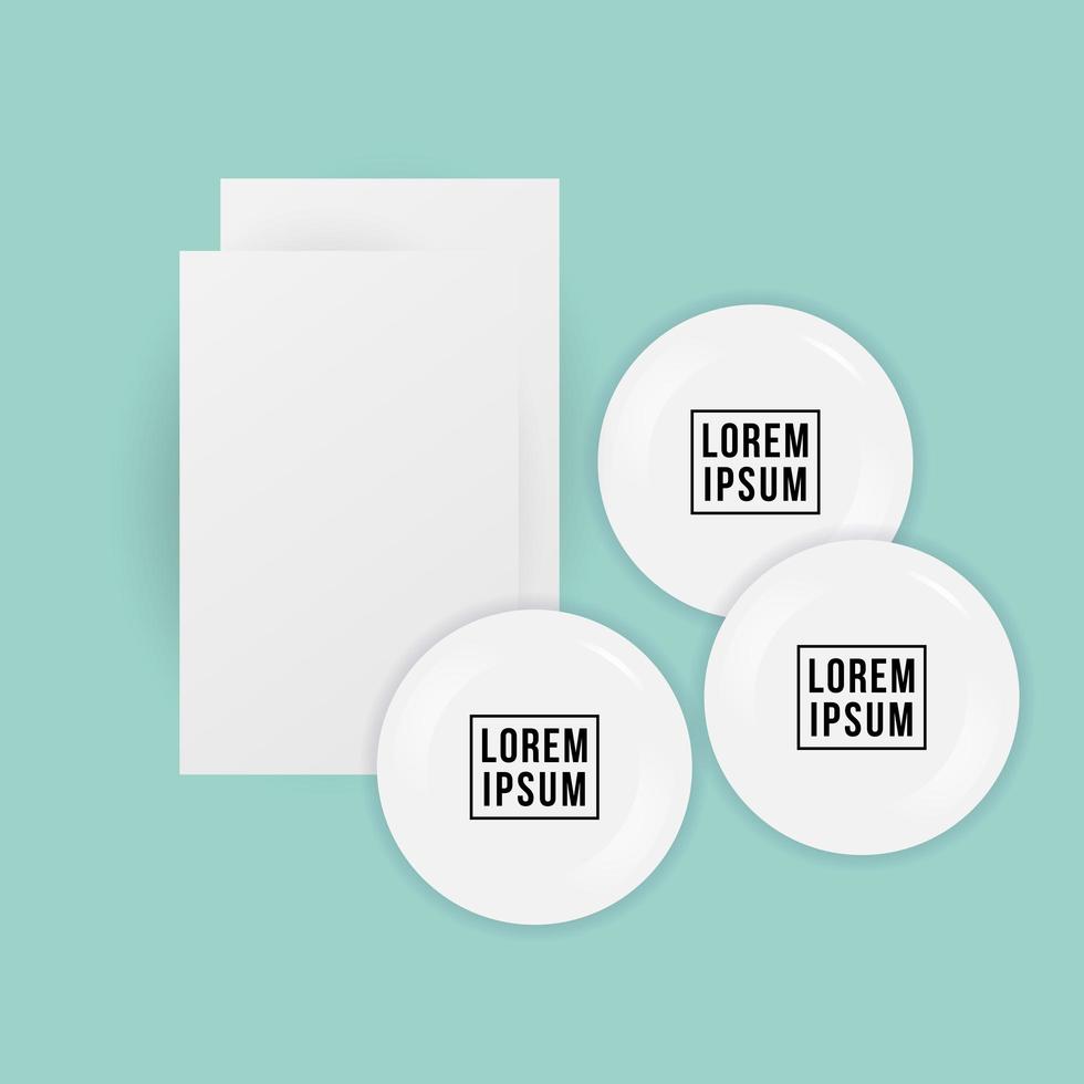 mockup-kaarten en witte pinnen mock-up-sjabloon vector