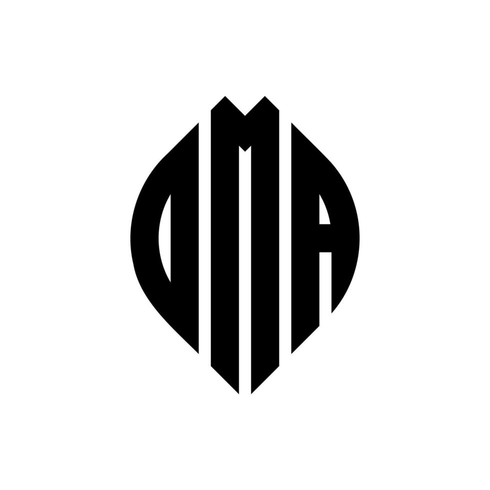 oma cirkel letter logo-ontwerp met cirkel en ellipsvorm. oma ellipsletters met typografische stijl. de drie initialen vormen een cirkellogo. oma cirkel embleem abstracte monogram brief mark vector. vector