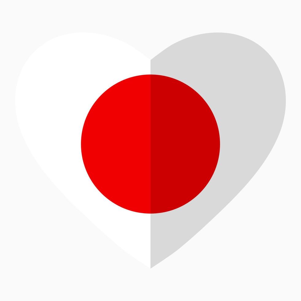 vlag van Japan in de vorm van hart, vlak stijl, symbool van liefde voor zijn land, patriottisme, icoon voor onafhankelijkheid dag. vector