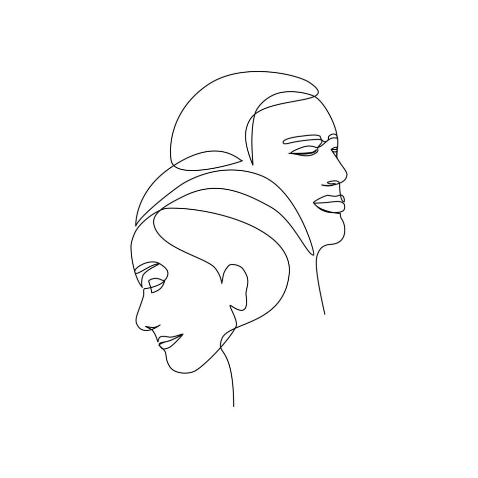 vectorillustratie van een verliefd paar getekend in lijn kunststijl vector